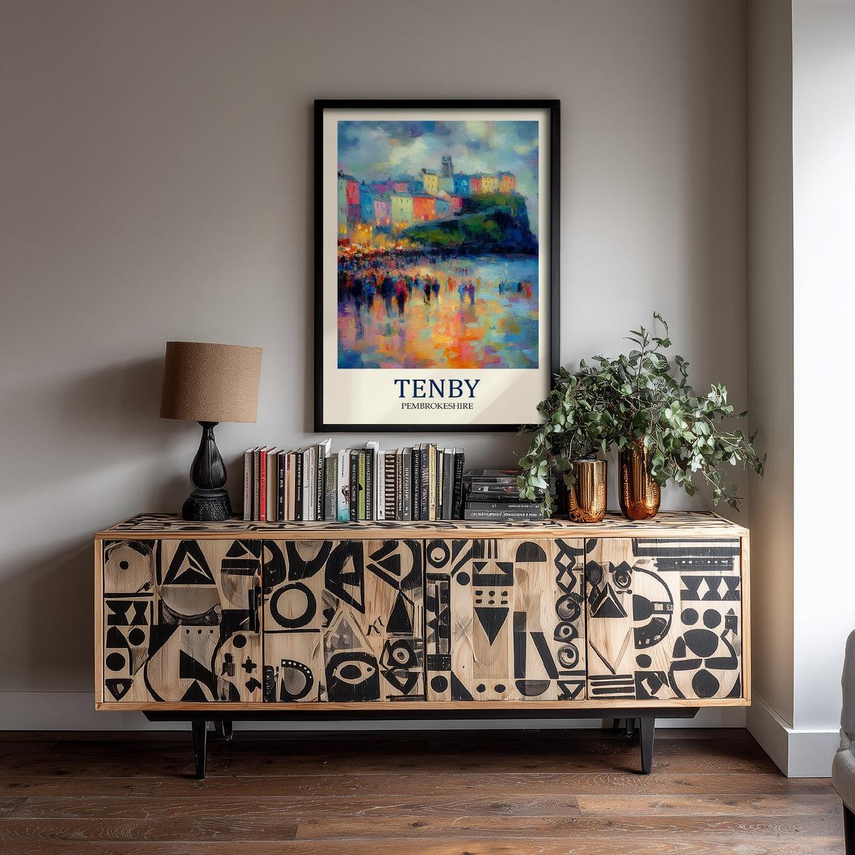 Tenby Travel Poster - Impressionist Town Art Print - Colourful Harbour Painting - Pembrokeshire 1/3