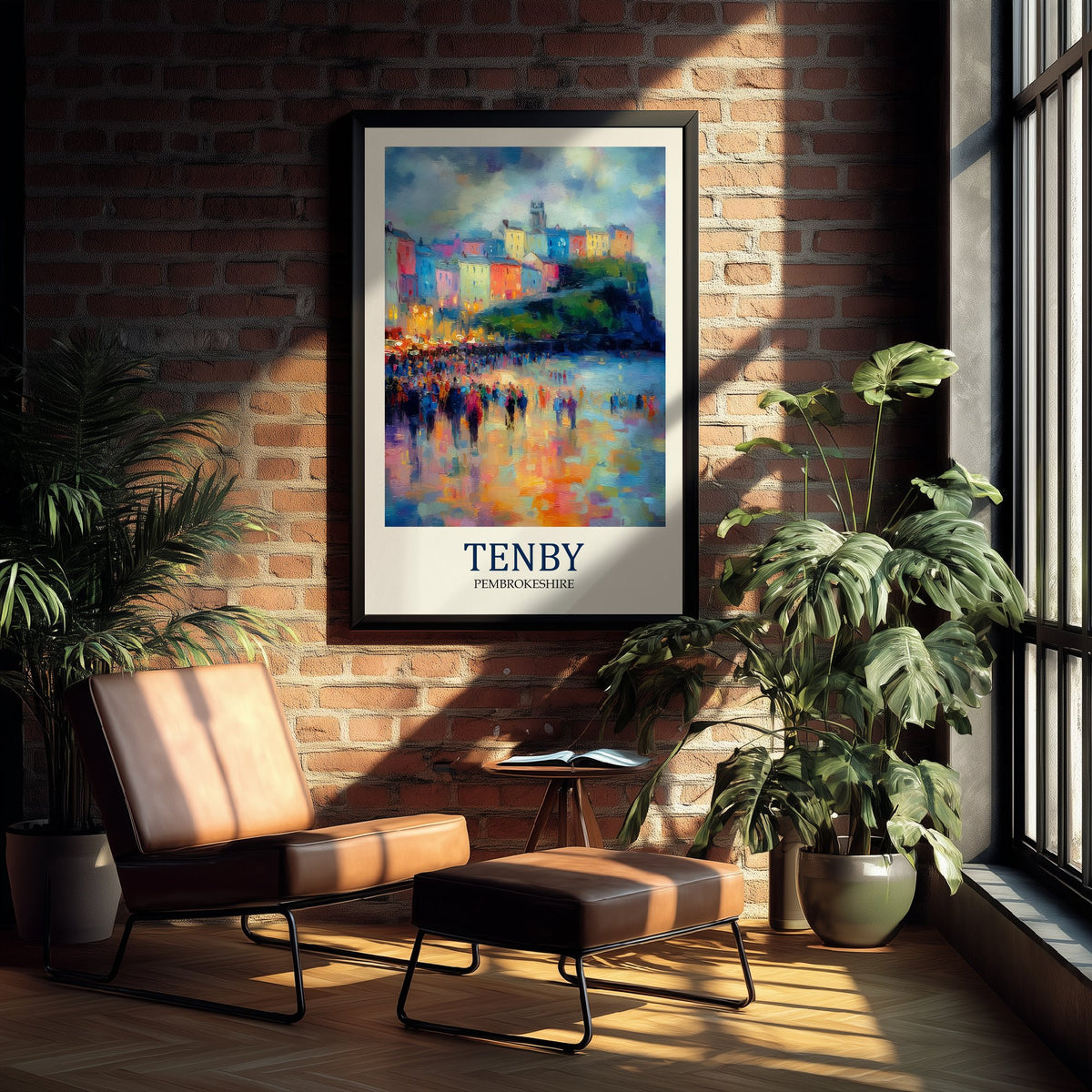 Tenby Travel Poster - Impressionist Town Art Print - Colourful Harbour Painting - Pembrokeshire 1/3