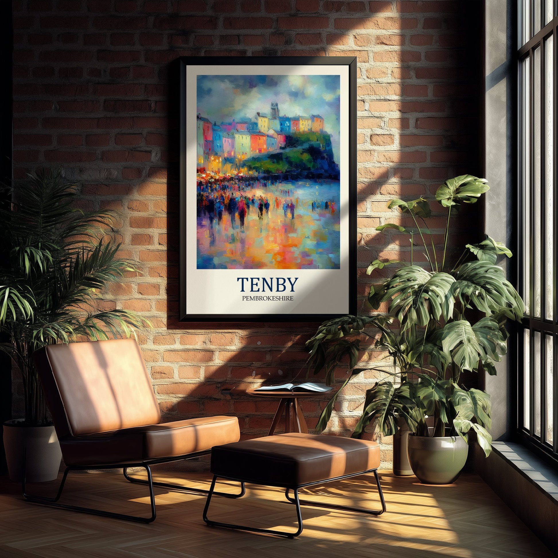 Tenby Travel Poster - Impressionist Town Art Print - Colourful Harbour Painting - Pembrokeshire 1/3