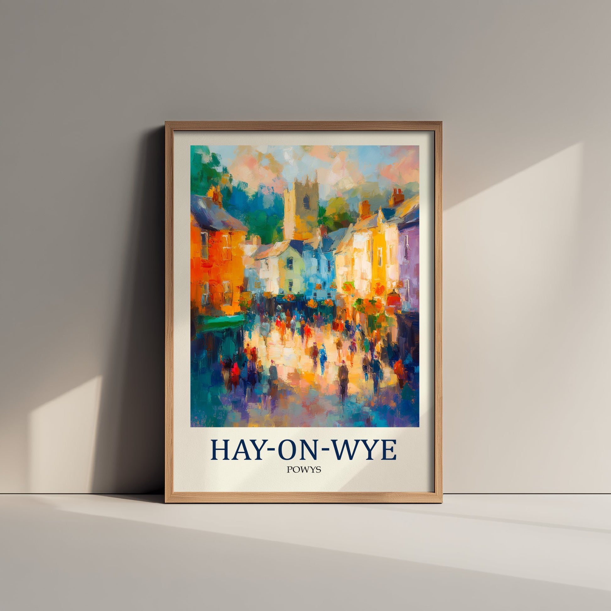 Hay-on-Wye Travel Poster - Impressionist Town Art Print - Colourful Street Painting - Powys Wales 2/3