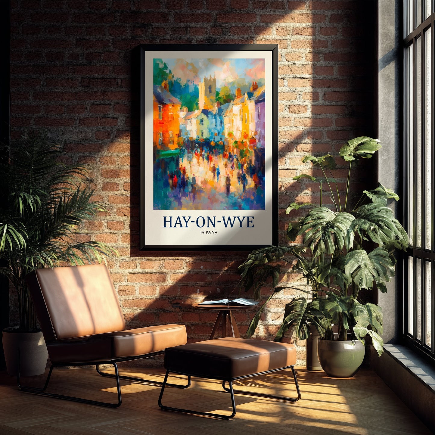 Hay-on-Wye Travel Poster - Impressionist Town Art Print - Colourful Street Painting - Powys Wales 2/3