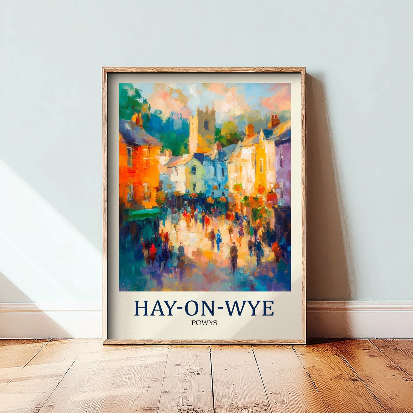 Hay-on-Wye Travel Poster - Impressionist Town Art Print - Colourful Street Painting - Powys Wales 2/3