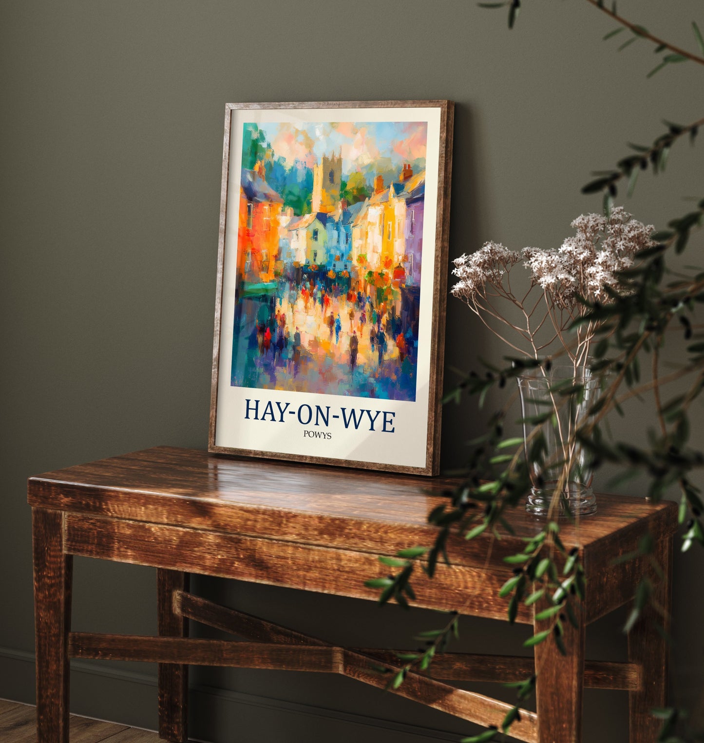 Hay-on-Wye Travel Poster - Impressionist Town Art Print - Colourful Street Painting - Powys Wales 2/3