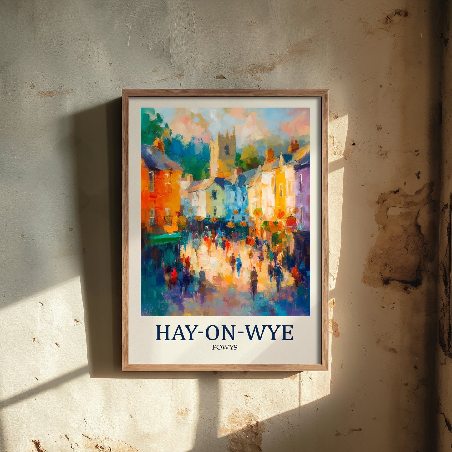 Hay-on-Wye Travel Poster - Impressionist Town Art Print - Colourful Street Painting - Powys Wales 2/3