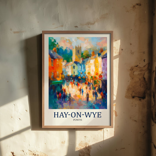 Hay-on-Wye Travel Poster - Impressionist Town Art Print - Colourful Street Painting - Powys Wales 2/3