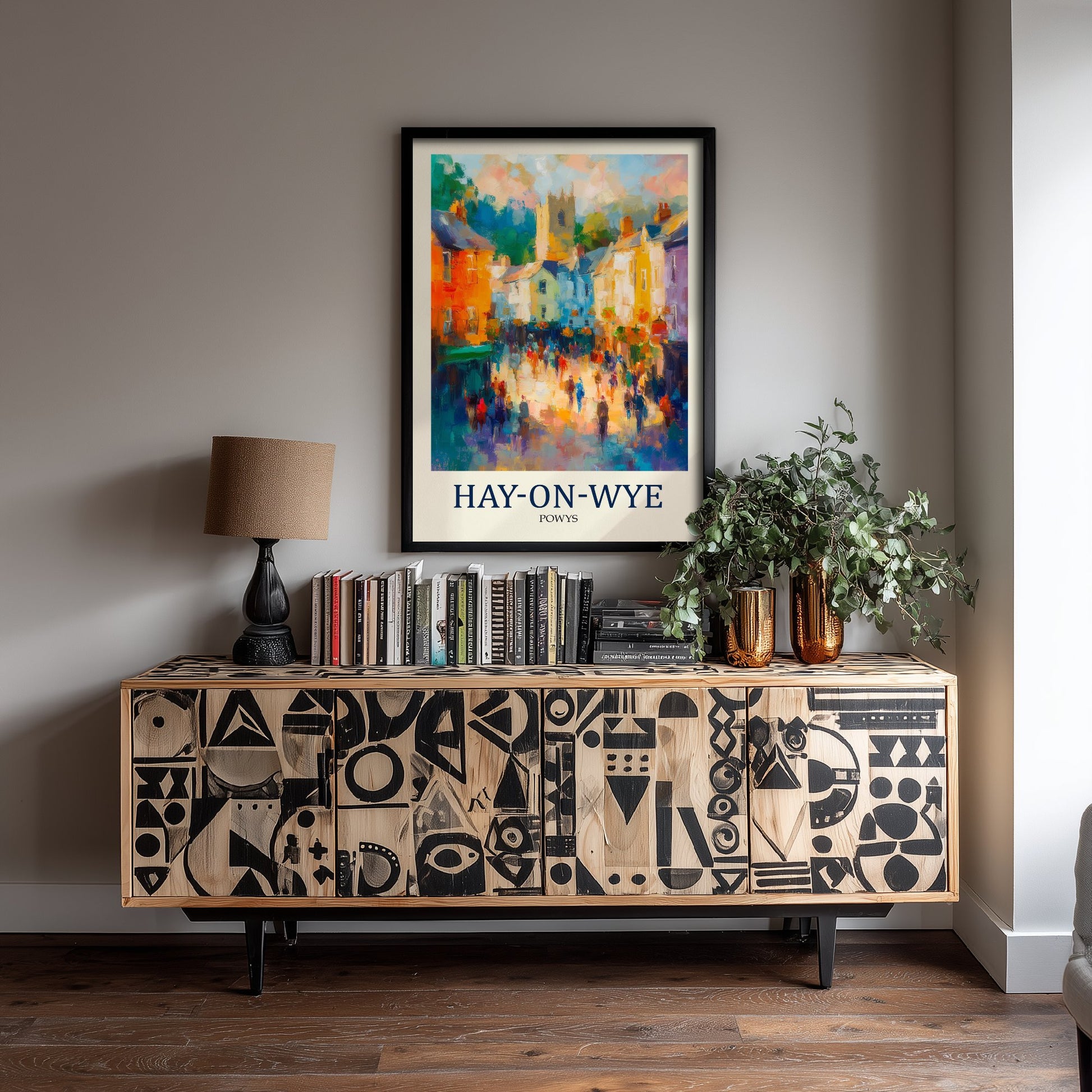 Hay-on-Wye Travel Poster - Impressionist Town Art Print - Colourful Street Painting - Powys Wales 2/3