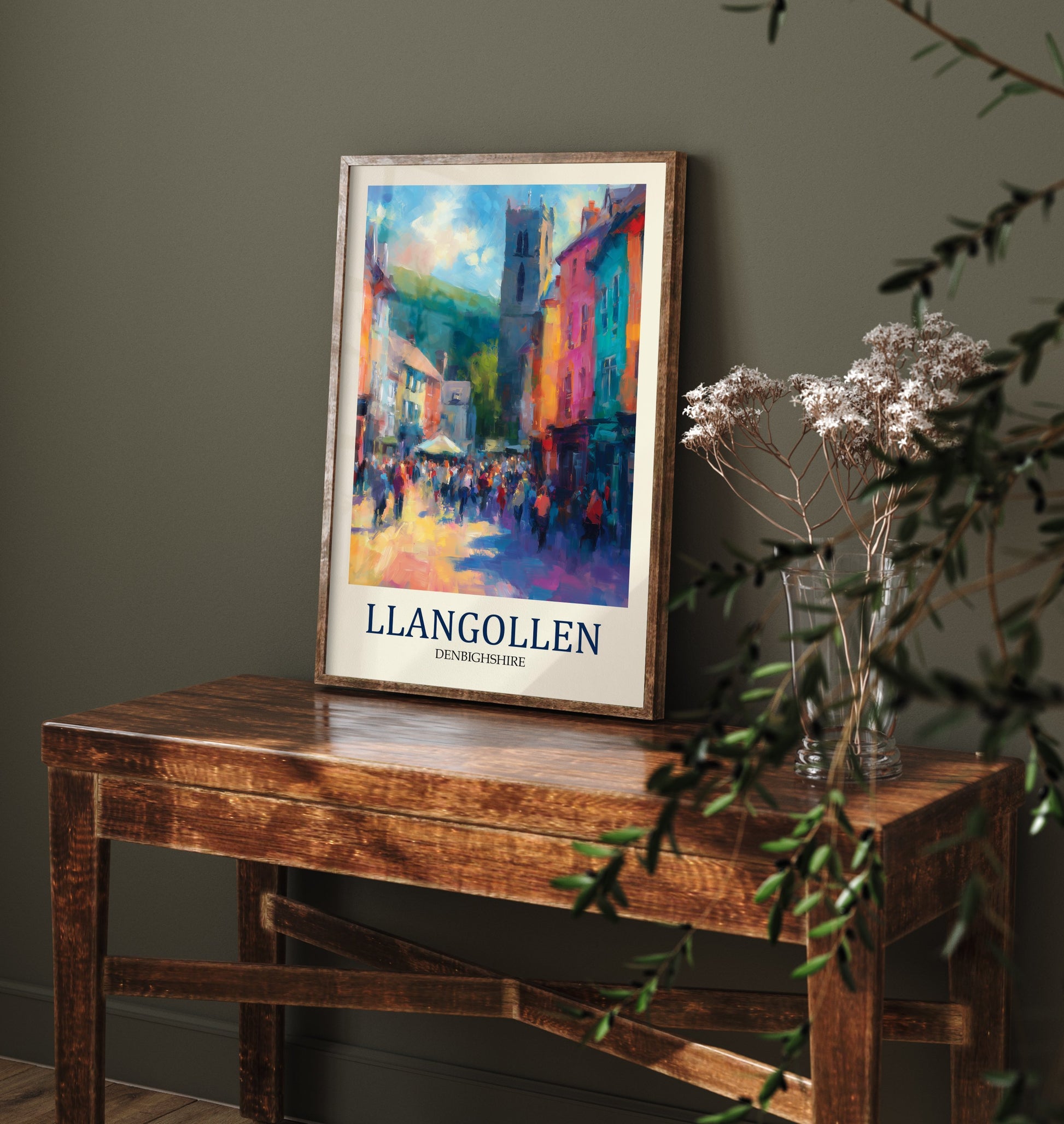 Llangollen Travel Poster - Impressionist Town Art Print - Colourful Street Painting - Denbighshire 3/3