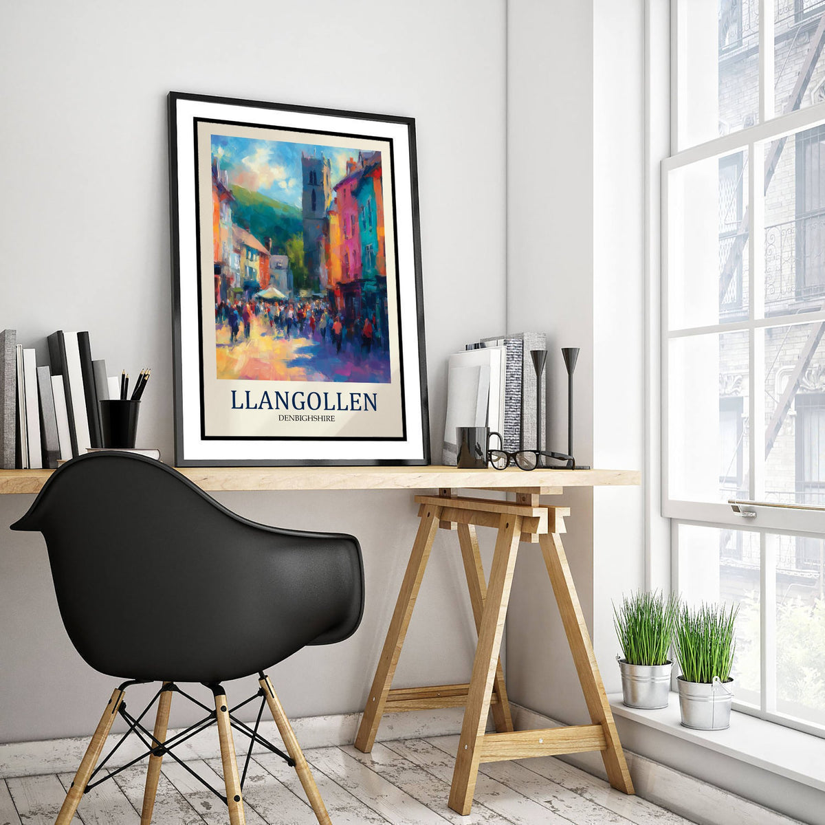 Llangollen Travel Poster - Impressionist Town Art Print - Colourful Street Painting - Denbighshire 3/3