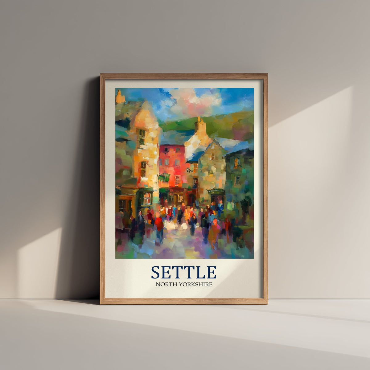 Settle Travel Poster - Impressionist Town Art Print - Colourful Street Painting - Yorkshire Dales 1/3