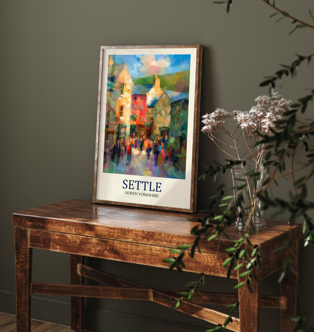 Settle Travel Poster - Impressionist Town Art Print - Colourful Street Painting - Yorkshire Dales 1/3