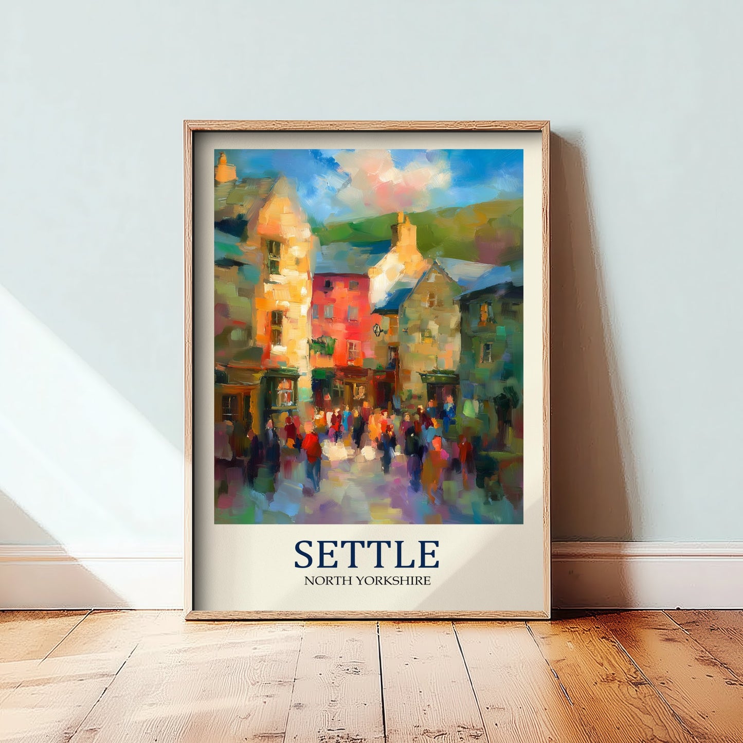 Settle Travel Poster - Impressionist Town Art Print - Colourful Street Painting - Yorkshire Dales 1/3