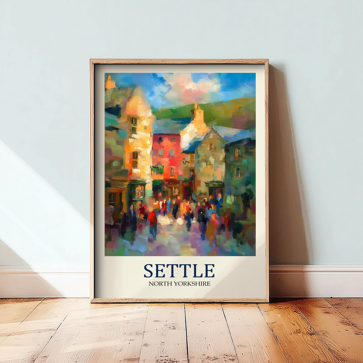 Settle Travel Poster - Impressionist Town Art Print - Colourful Street Painting - Yorkshire Dales 1/3