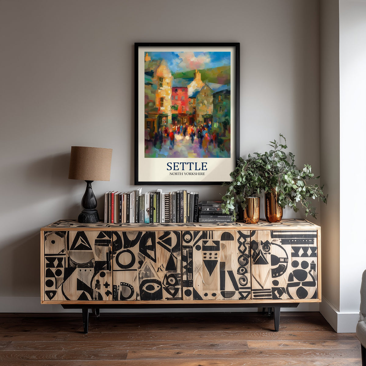 Settle Travel Poster - Impressionist Town Art Print - Colourful Street Painting - Yorkshire Dales 1/3