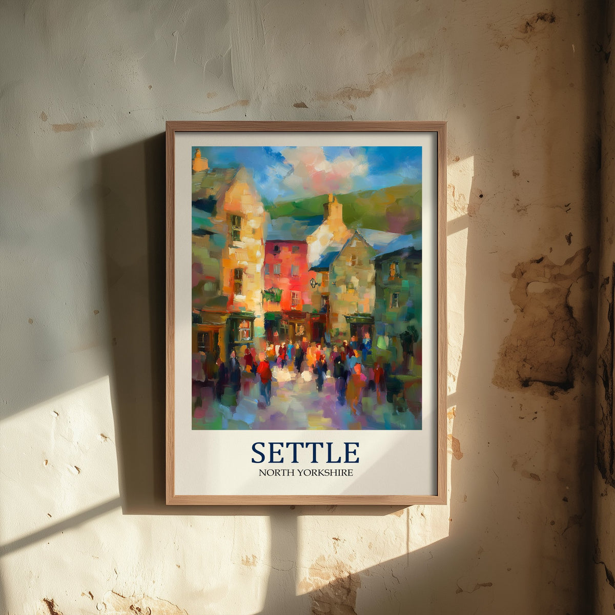 Settle Travel Poster - Impressionist Town Art Print - Colourful Street Painting - Yorkshire Dales 1/3