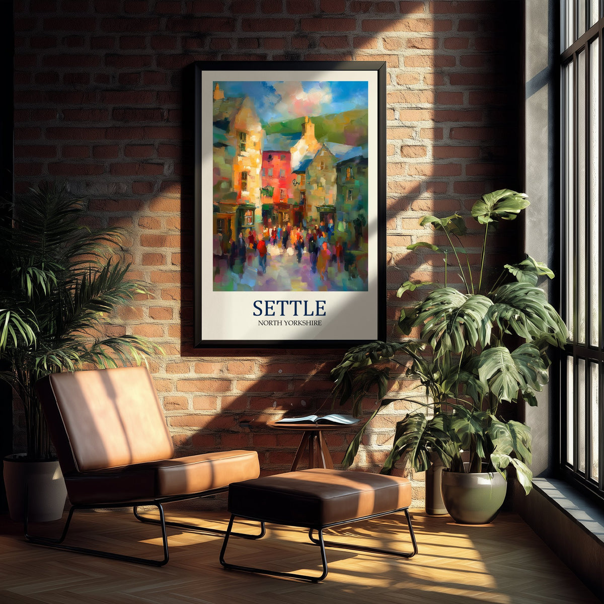 Settle Travel Poster - Impressionist Town Art Print - Colourful Street Painting - Yorkshire Dales 1/3