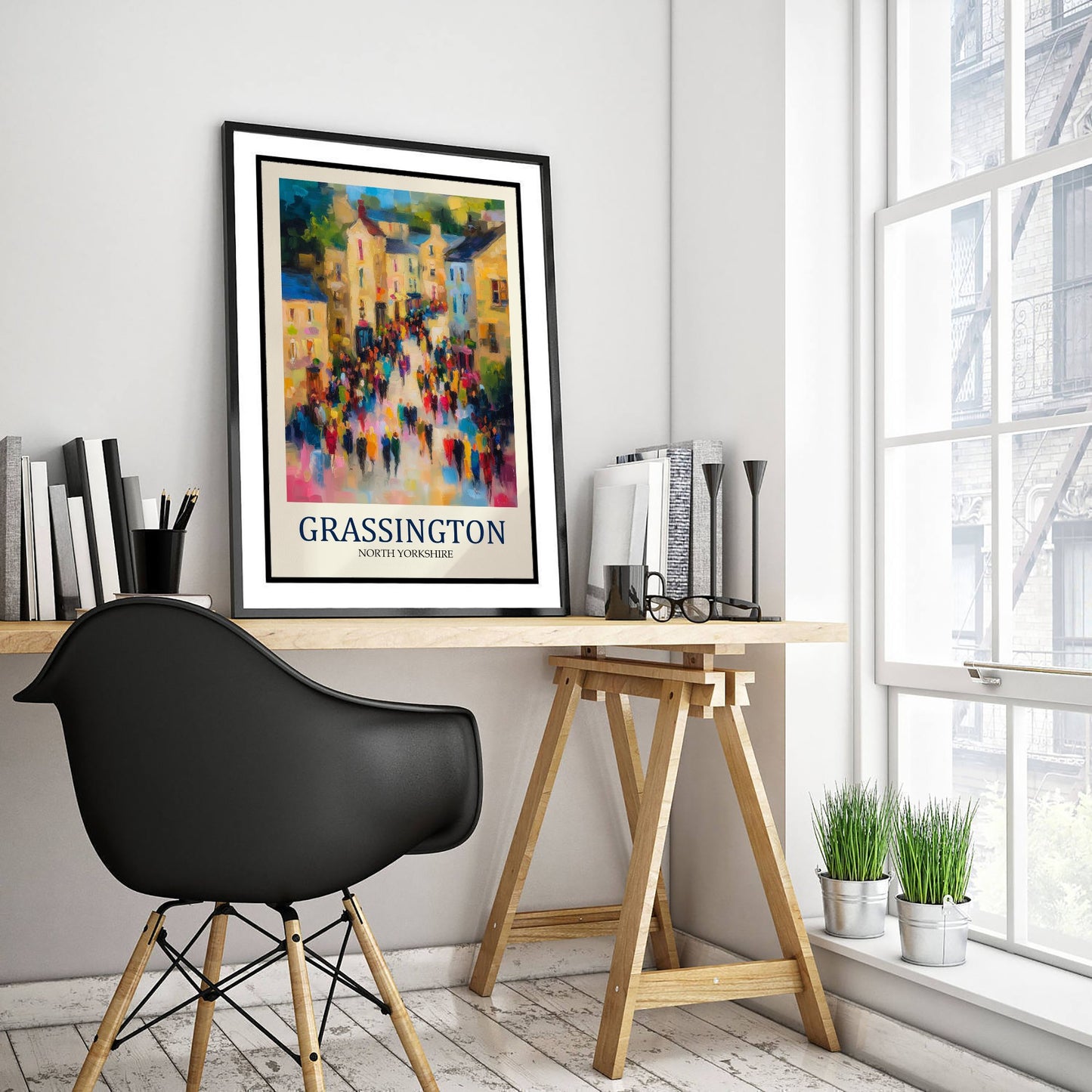 Grassington Travel Poster - Impressionist Village Art Print - Colourful Street Painting - Yorkshire Dales 2/3