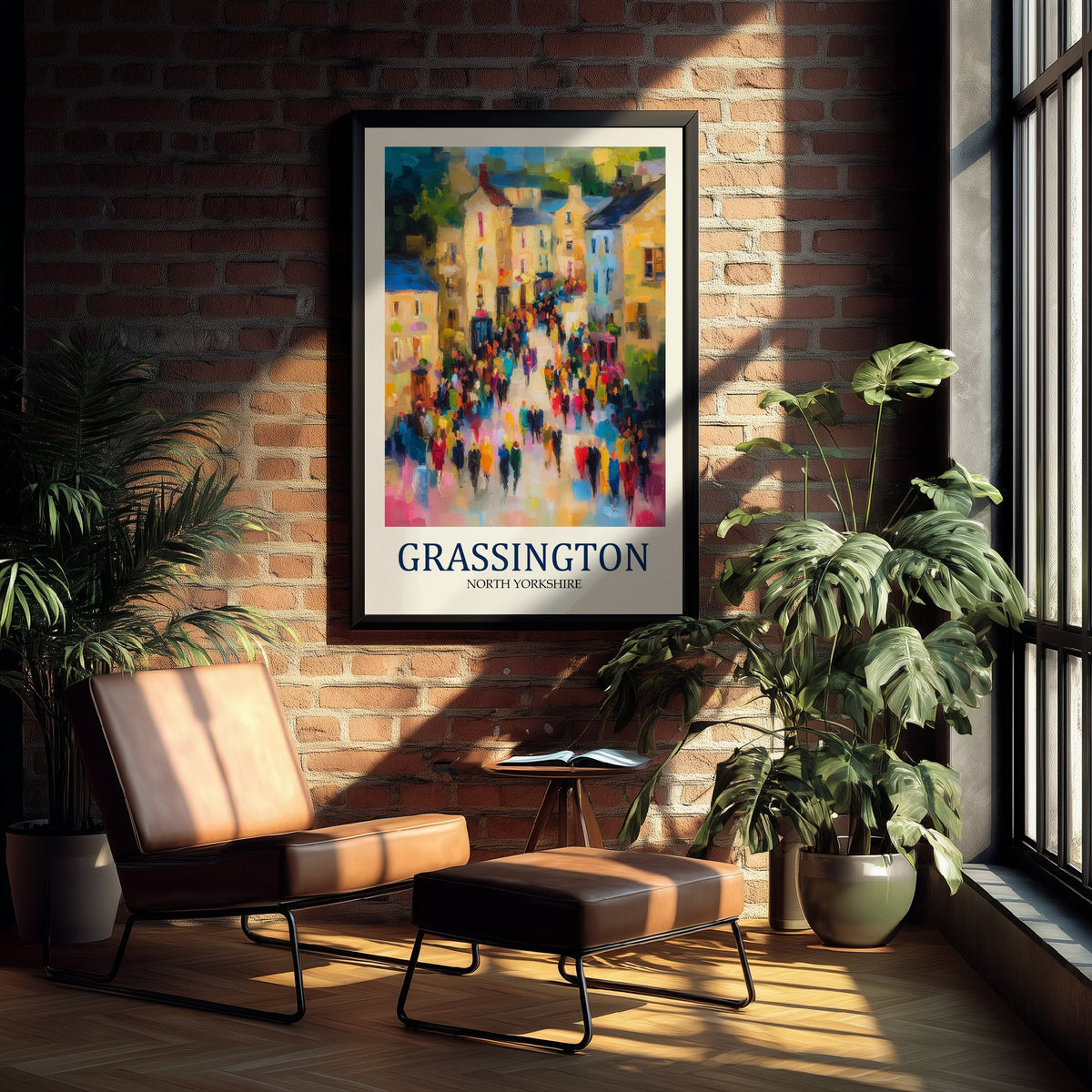 Grassington Travel Poster - Impressionist Village Art Print - Colourful Street Painting - Yorkshire Dales 2/3