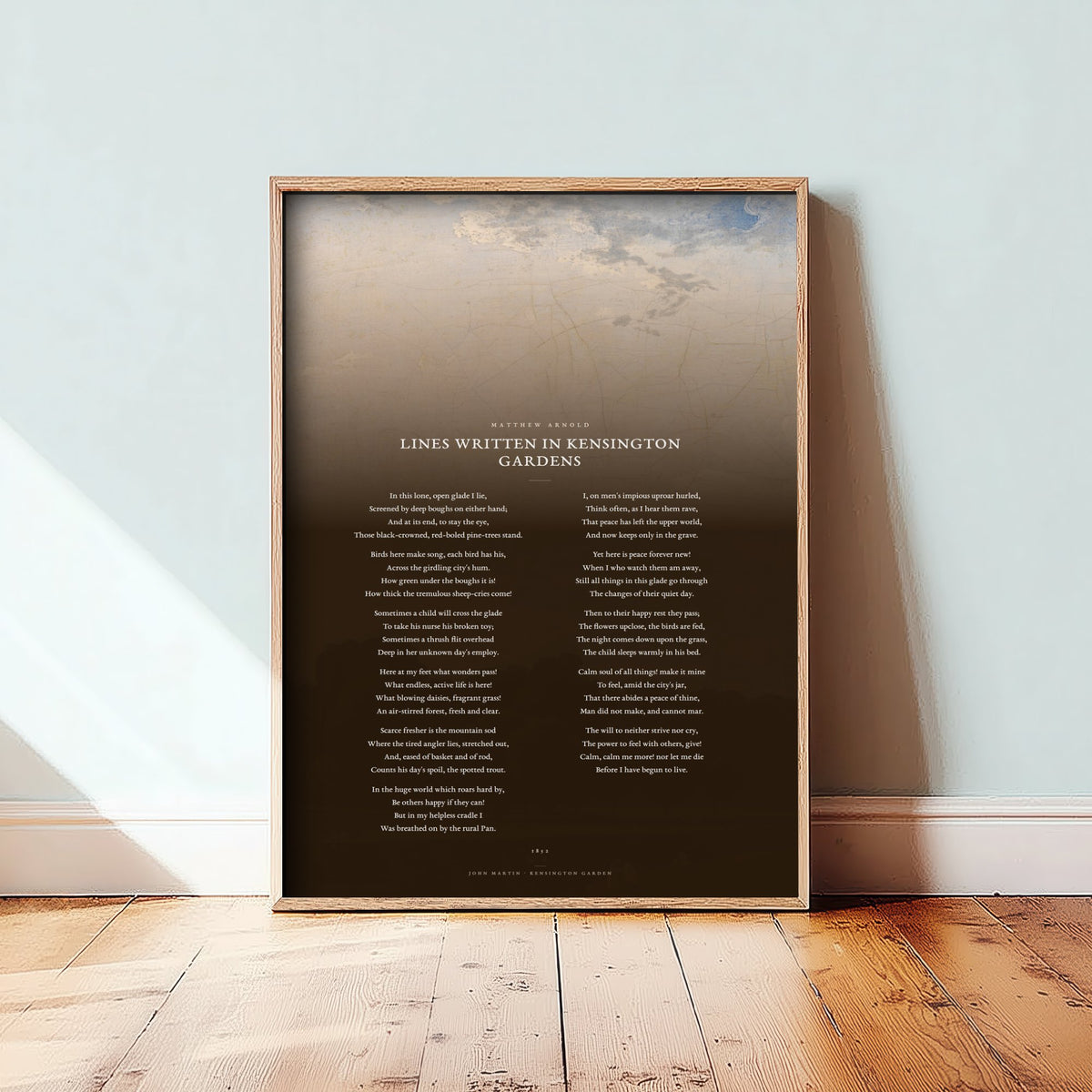 Lines Written in Kensington Gardens by Matthew Arnold Art Print - Full Poem over Classic Landscape Painting - London Poetry Poster