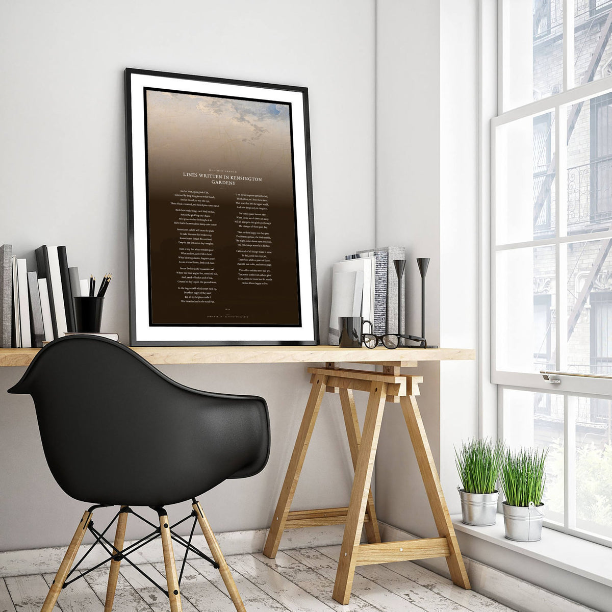 Lines Written in Kensington Gardens by Matthew Arnold Art Print - Full Poem over Classic Landscape Painting - London Poetry Poster