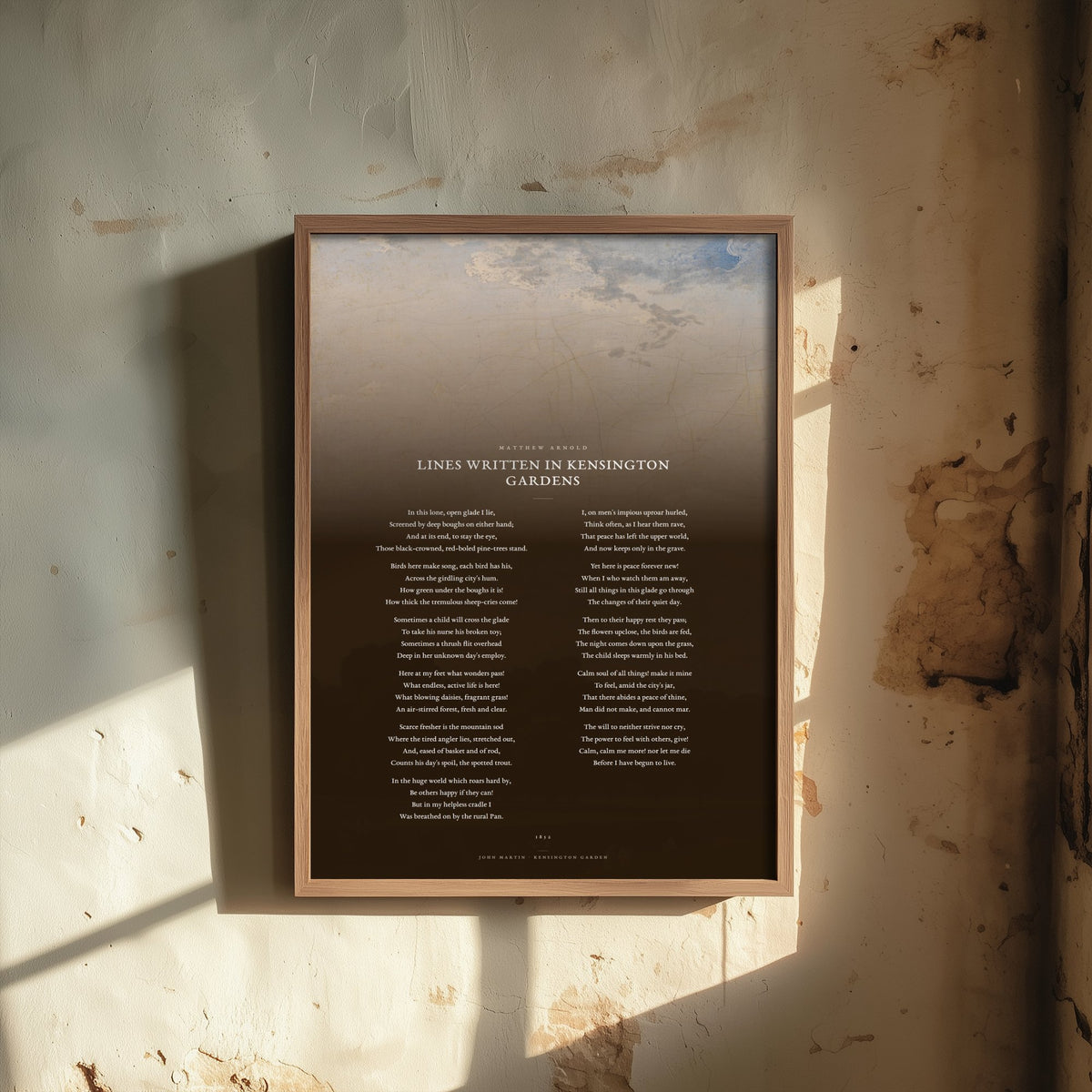 Lines Written in Kensington Gardens by Matthew Arnold Art Print - Full Poem over Classic Landscape Painting - London Poetry Poster