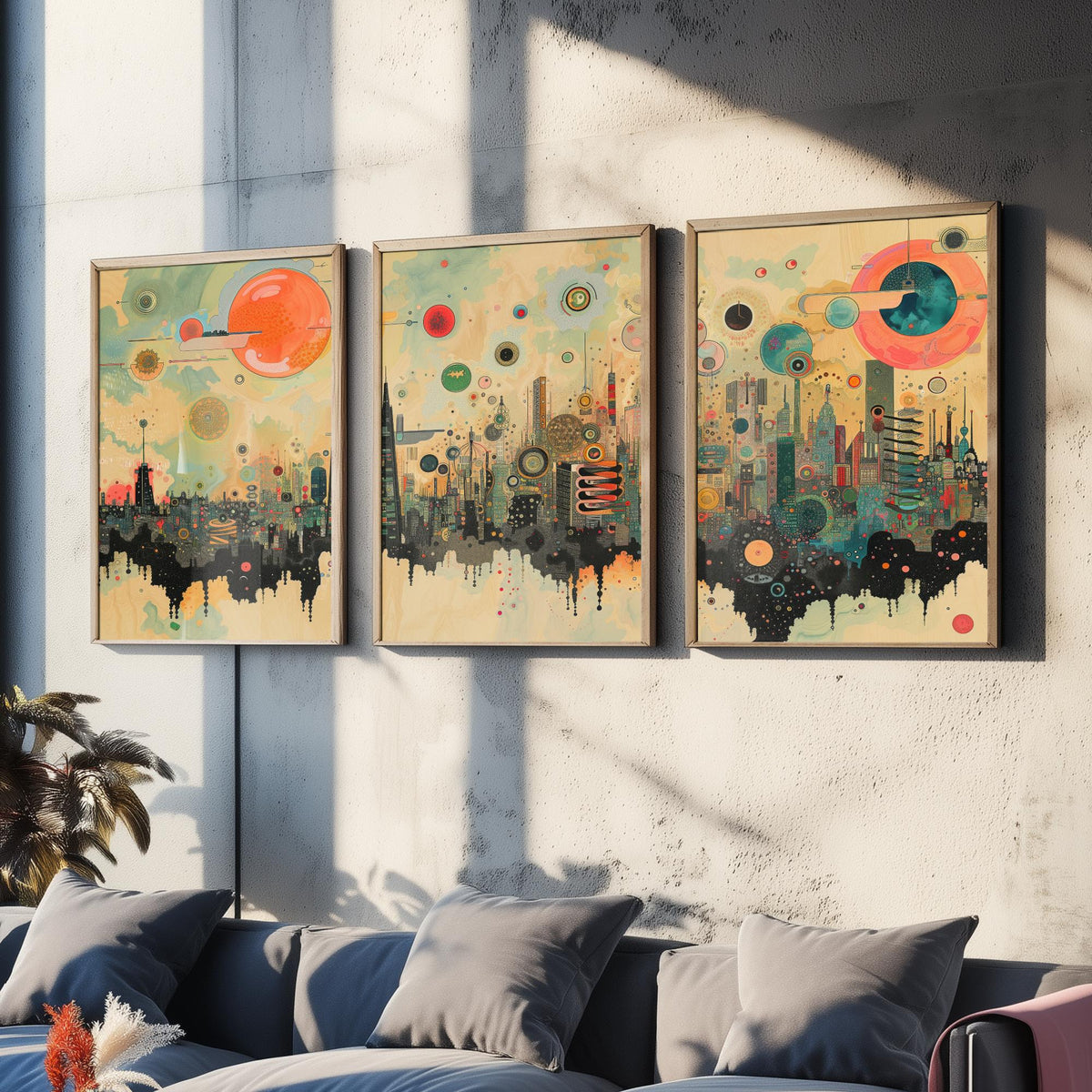 London England Set of Three Prints | The Shard St Pauls Gherkin Skyline | Retro Cityscape Art Print Poster Illustration