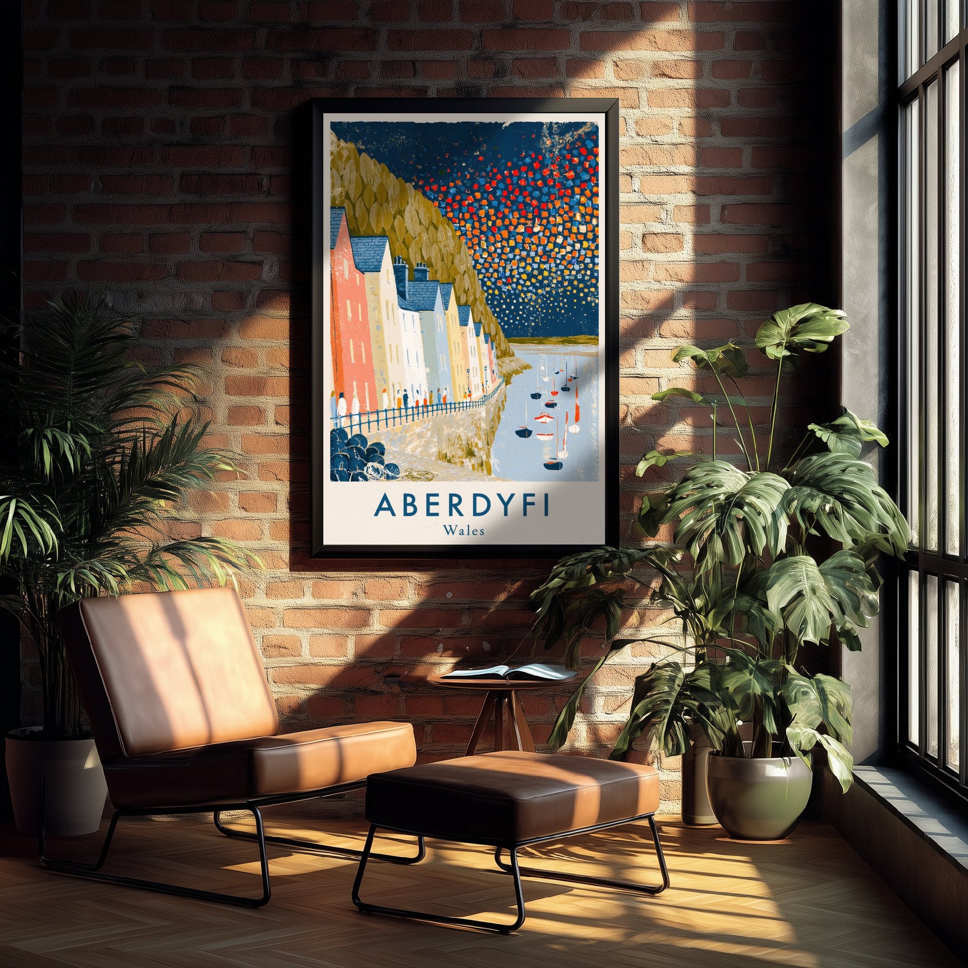 Aberdyfi Wales Travel Poster - Harbour Houses and Boats Painting - Naive Gouache Seaside Art Print 3/3
