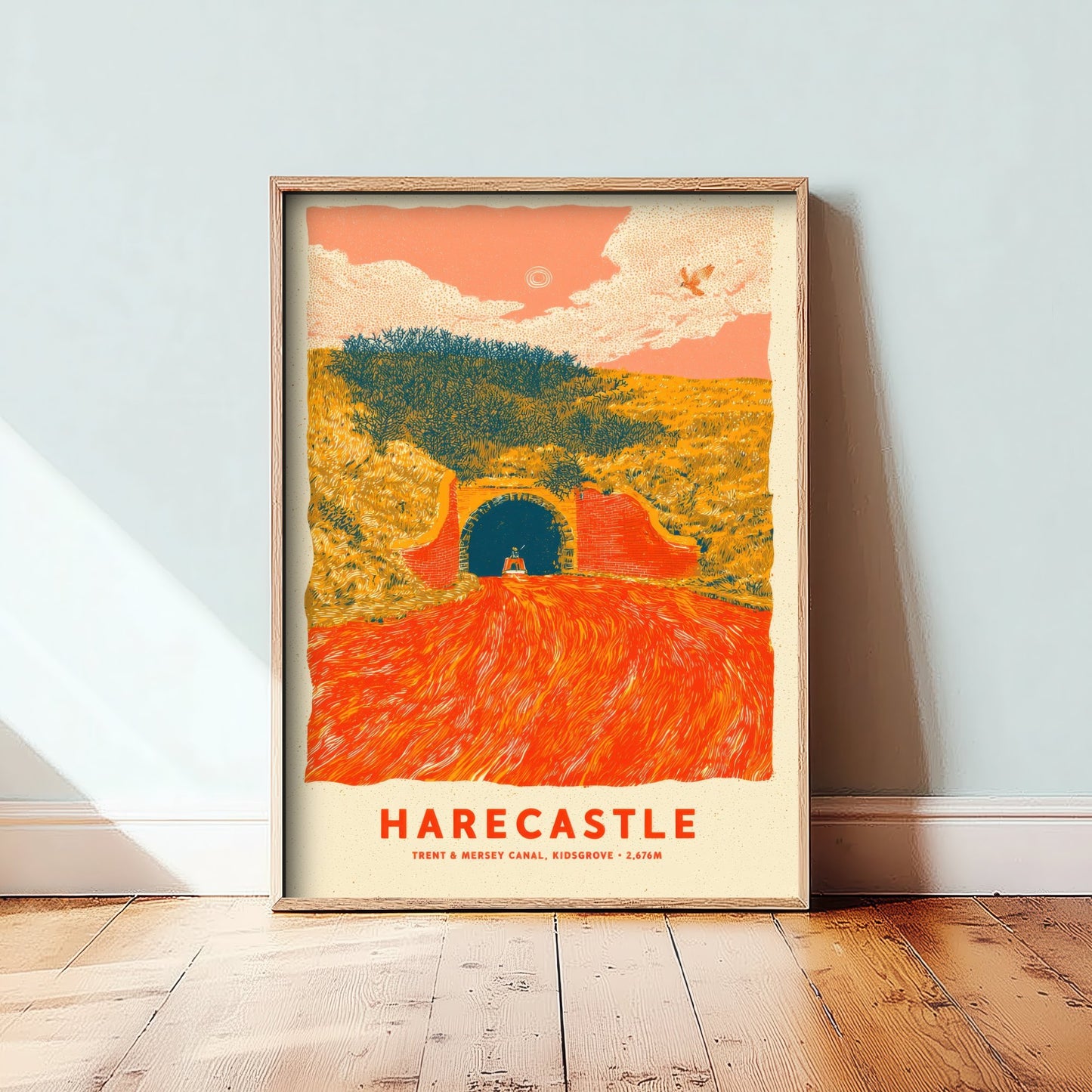Harecastle Tunnel Art Print - Trent and Mersey Canal Poster - Kidsgrove Narrowboat Linocut Illustration 2/3
