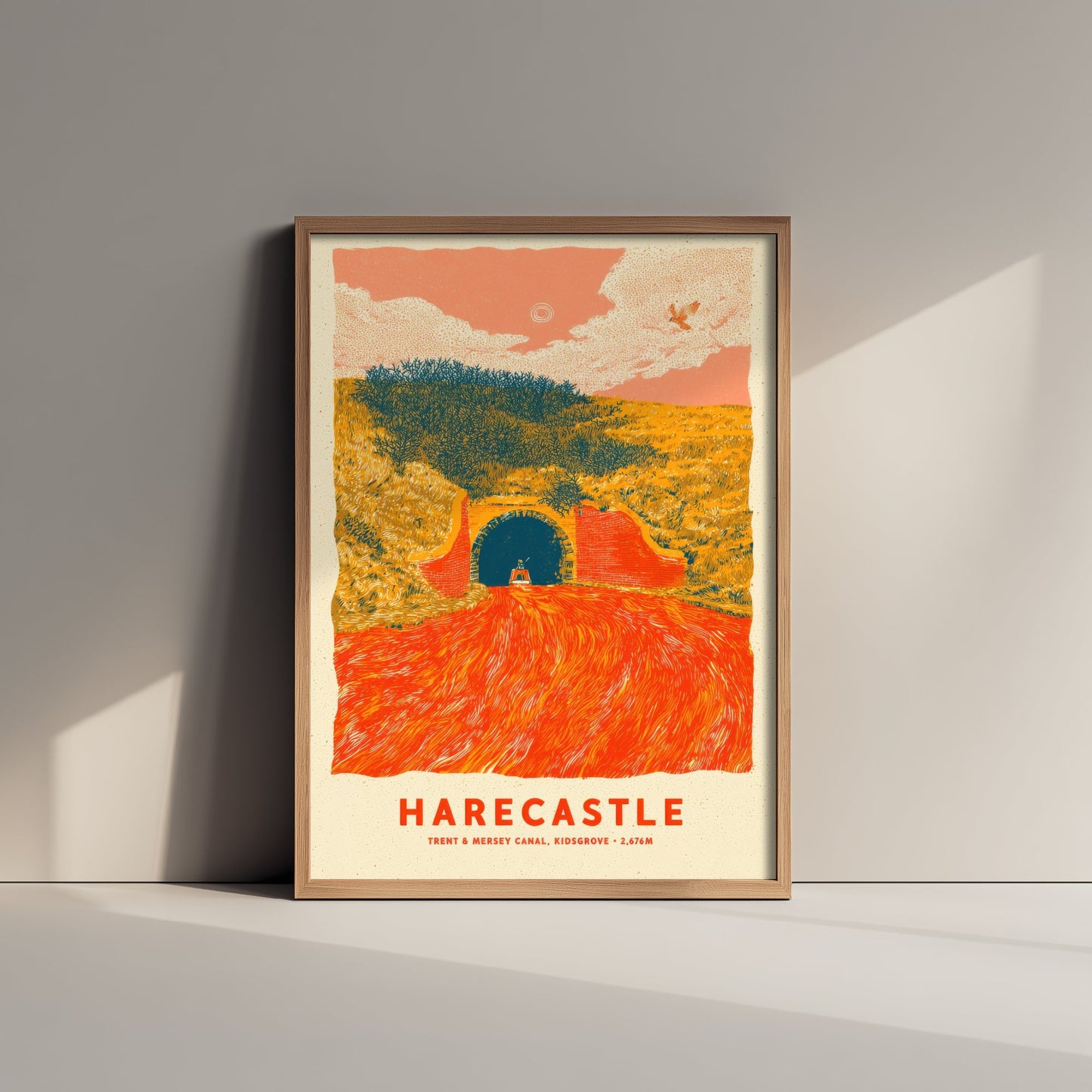 Harecastle Tunnel Art Print - Trent and Mersey Canal Poster - Kidsgrove Narrowboat Linocut Illustration 2/3