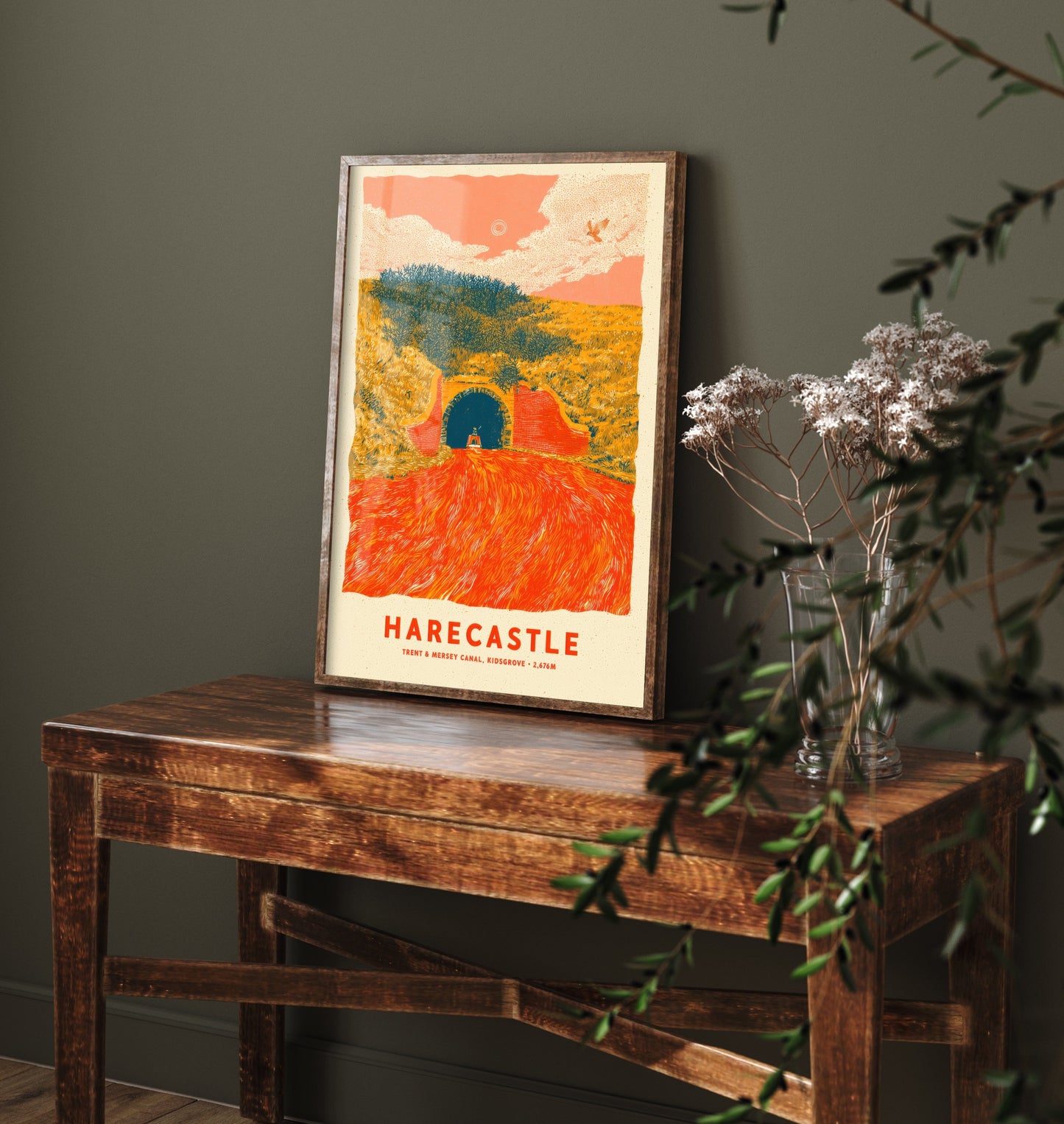 Harecastle Tunnel Art Print - Trent and Mersey Canal Poster - Kidsgrove Narrowboat Linocut Illustration 2/3