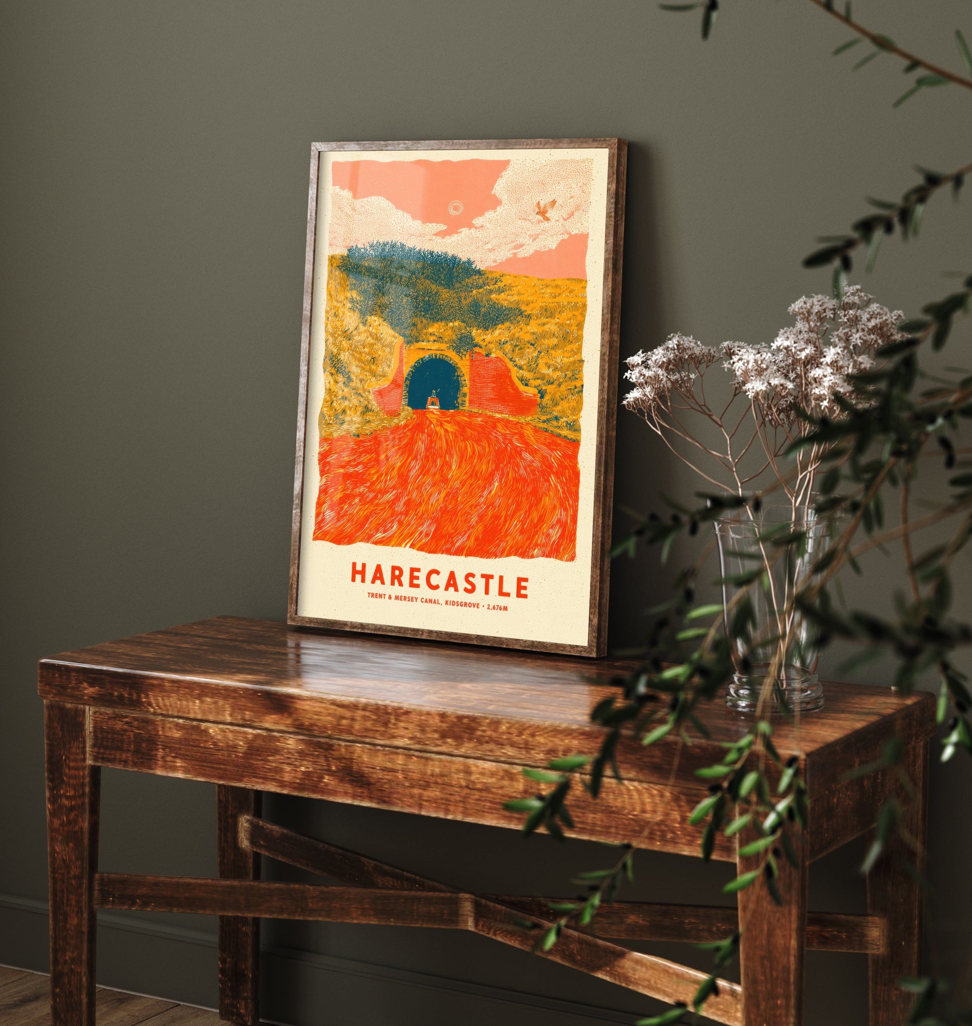 Harecastle Tunnel Art Print - Trent and Mersey Canal Poster - Kidsgrove Narrowboat Linocut Illustration 2/3