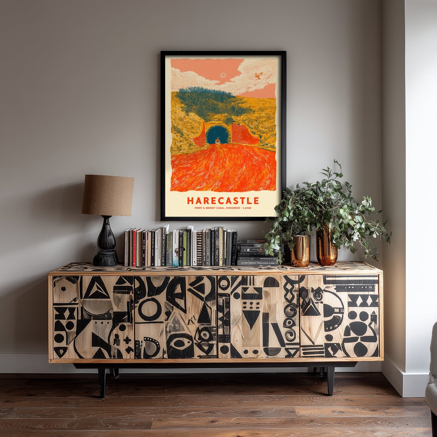 Harecastle Tunnel Art Print - Trent and Mersey Canal Poster - Kidsgrove Narrowboat Linocut Illustration 2/3