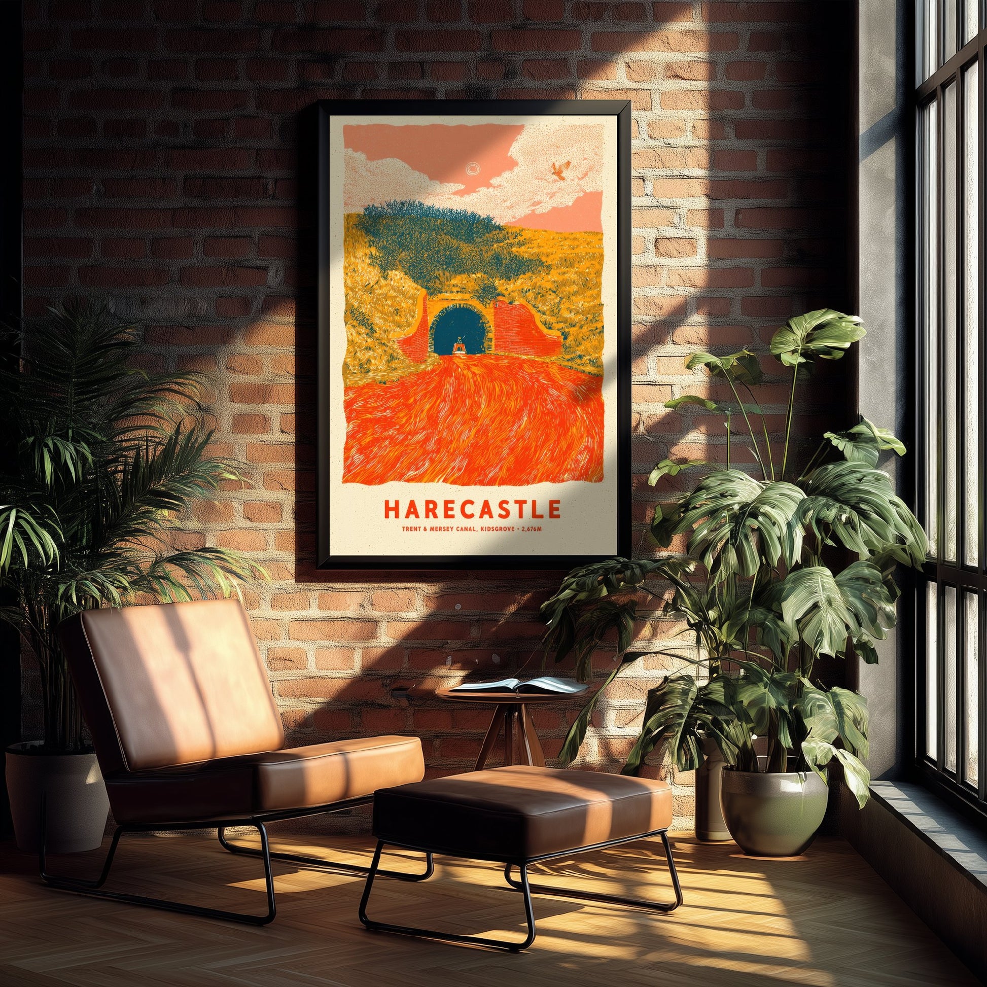 Harecastle Tunnel Art Print - Trent and Mersey Canal Poster - Kidsgrove Narrowboat Linocut Illustration 2/3