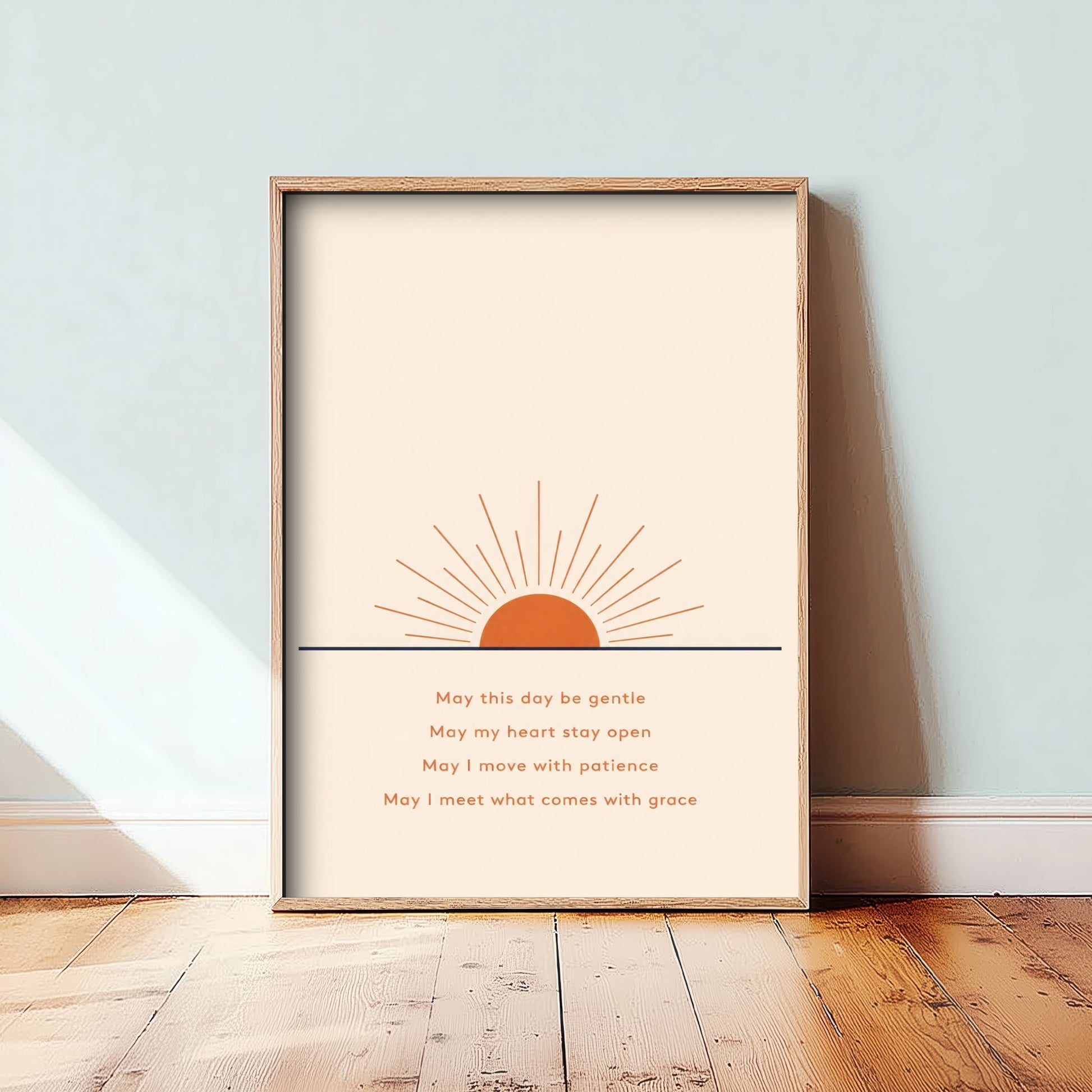 Morning Affirmation Art Print - Boho Sunrise Poster - Minimalist Quote Illustration Wall Art 1/3