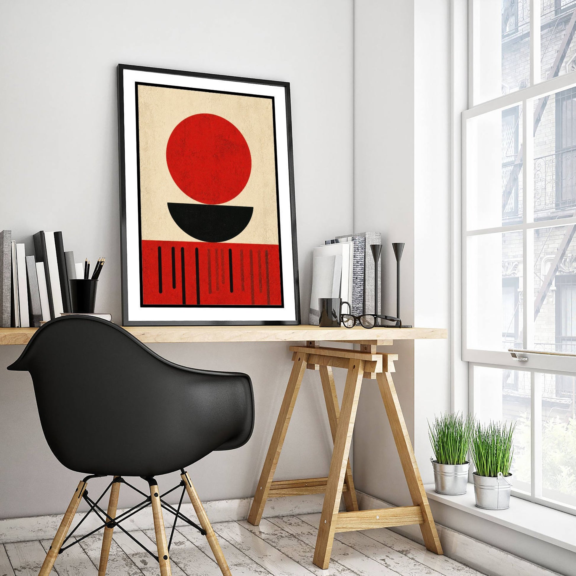 Bauhaus Art Print - Minimalist Geometric Poster - Abstract Shapes Illustration - Mid Century Wall Art 1/3