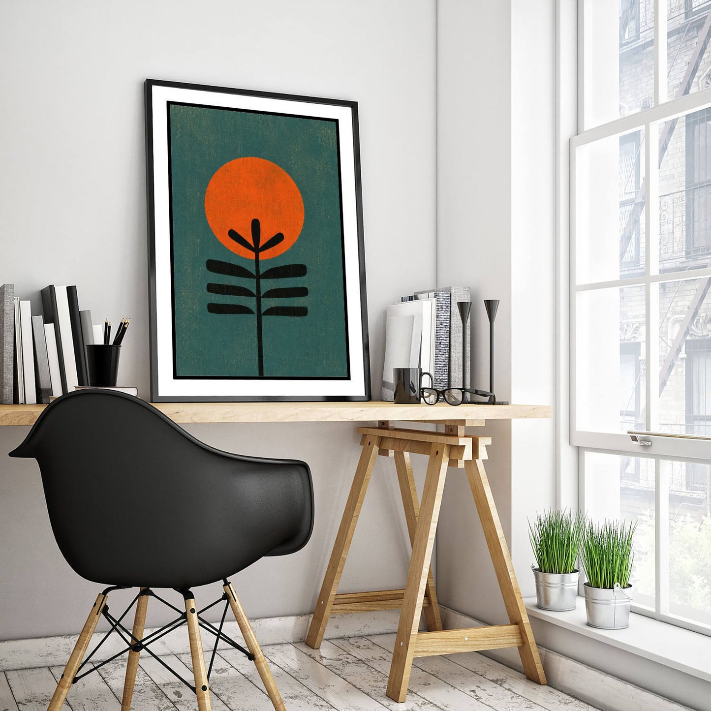 Bauhaus Art Print - Mid Century Plant Poster - Abstract Geometric Illustration - Modern Wall Art 2/3