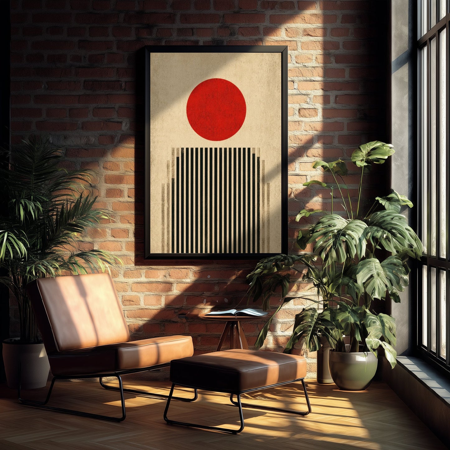 Bauhaus Art Print - Minimalist Geometric Poster - Abstract Sun & Lines Illustration - Wall Art 3/3