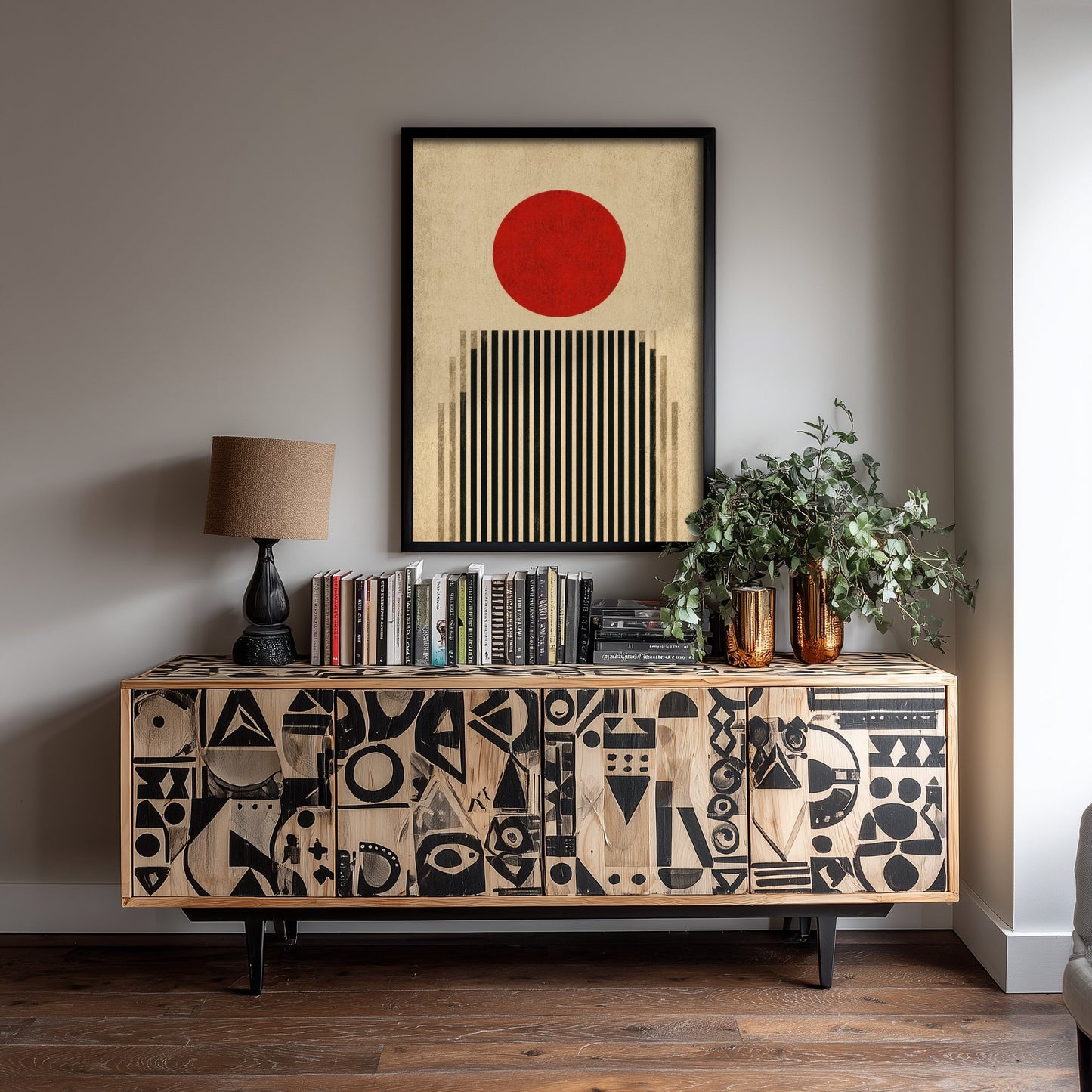 Bauhaus Art Print - Minimalist Geometric Poster - Abstract Sun & Lines Illustration - Wall Art 3/3