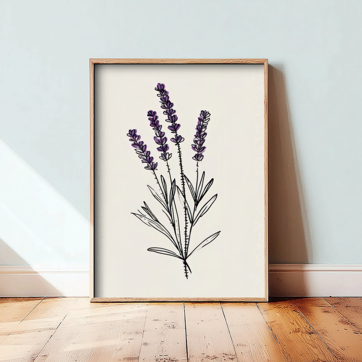 Lavender Sprig Art Print - Purple Herb Line Drawing Poster - Provence Botanical V1 2/3