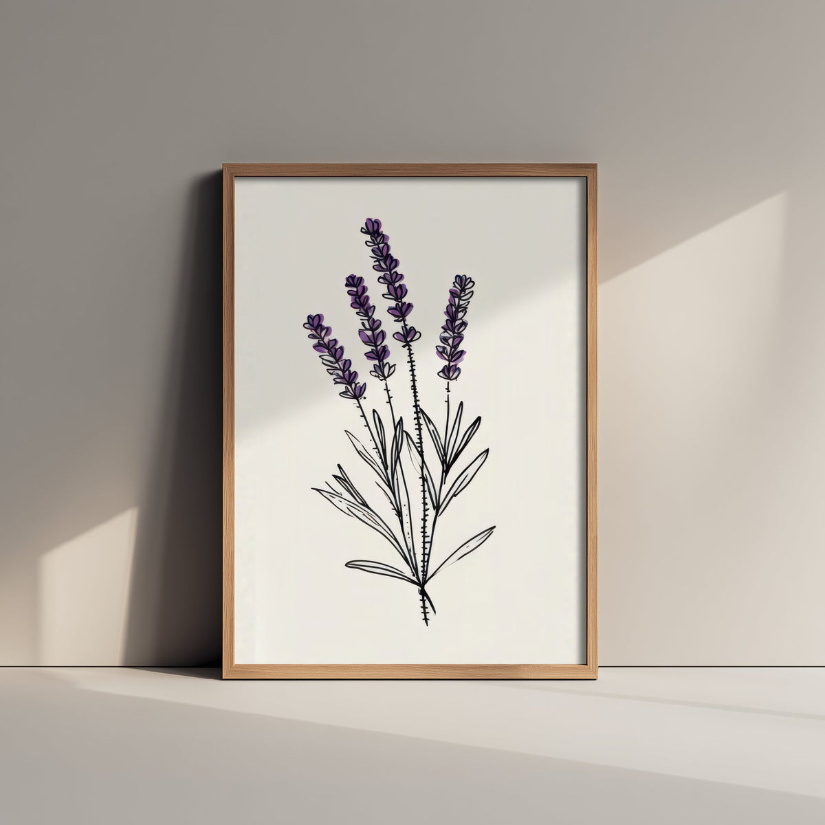 Lavender Sprig Art Print - Purple Herb Line Drawing Poster - Provence Botanical V1 2/3