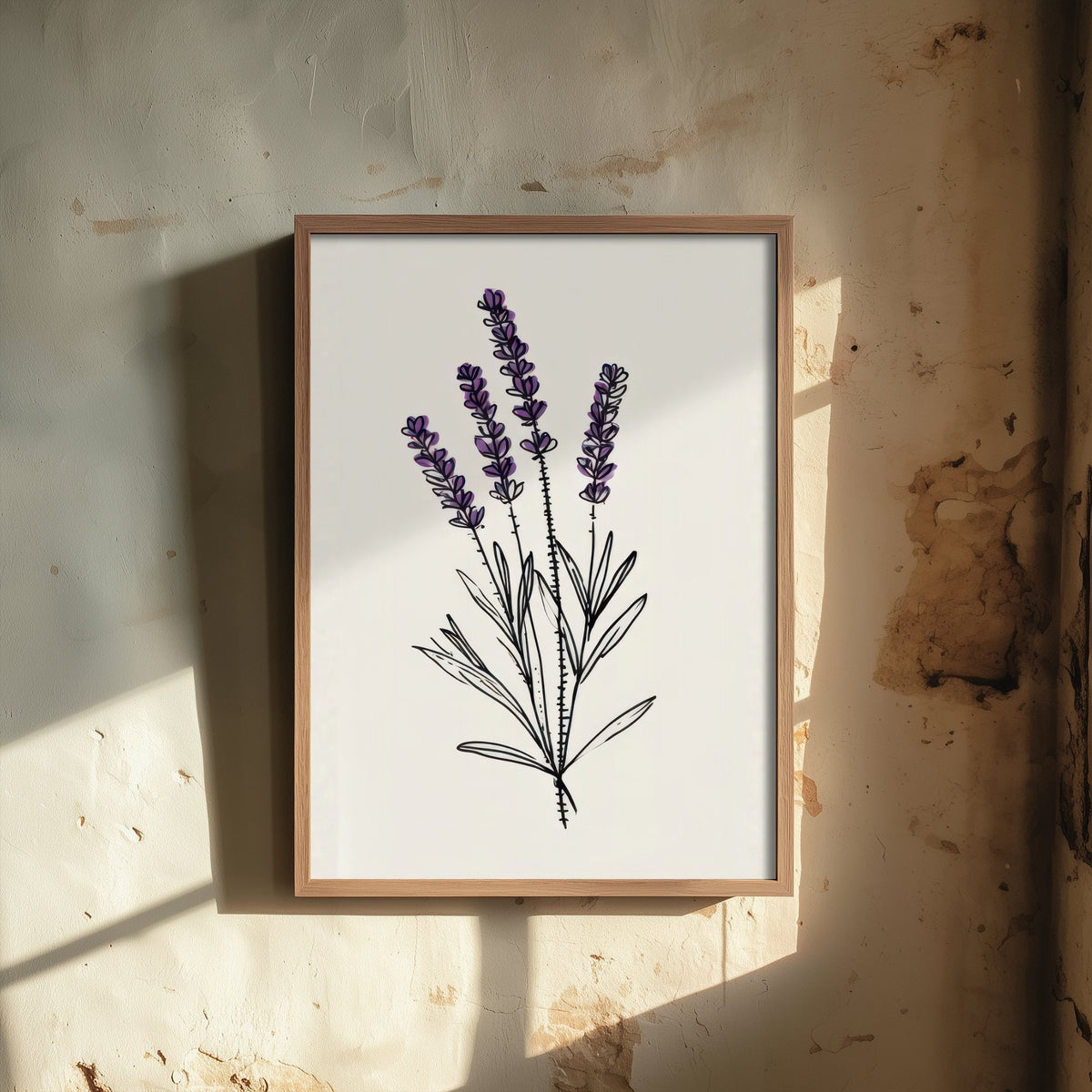 Lavender Sprig Art Print - Purple Herb Line Drawing Poster - Provence Botanical V1 2/3