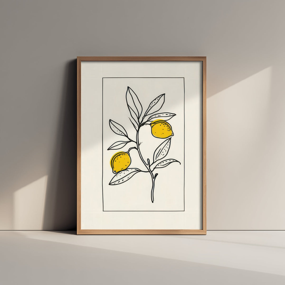 Lemons Art Print - Mediterranean Kitchen Poster - Bordered Citrus Drawing V3 3/3
