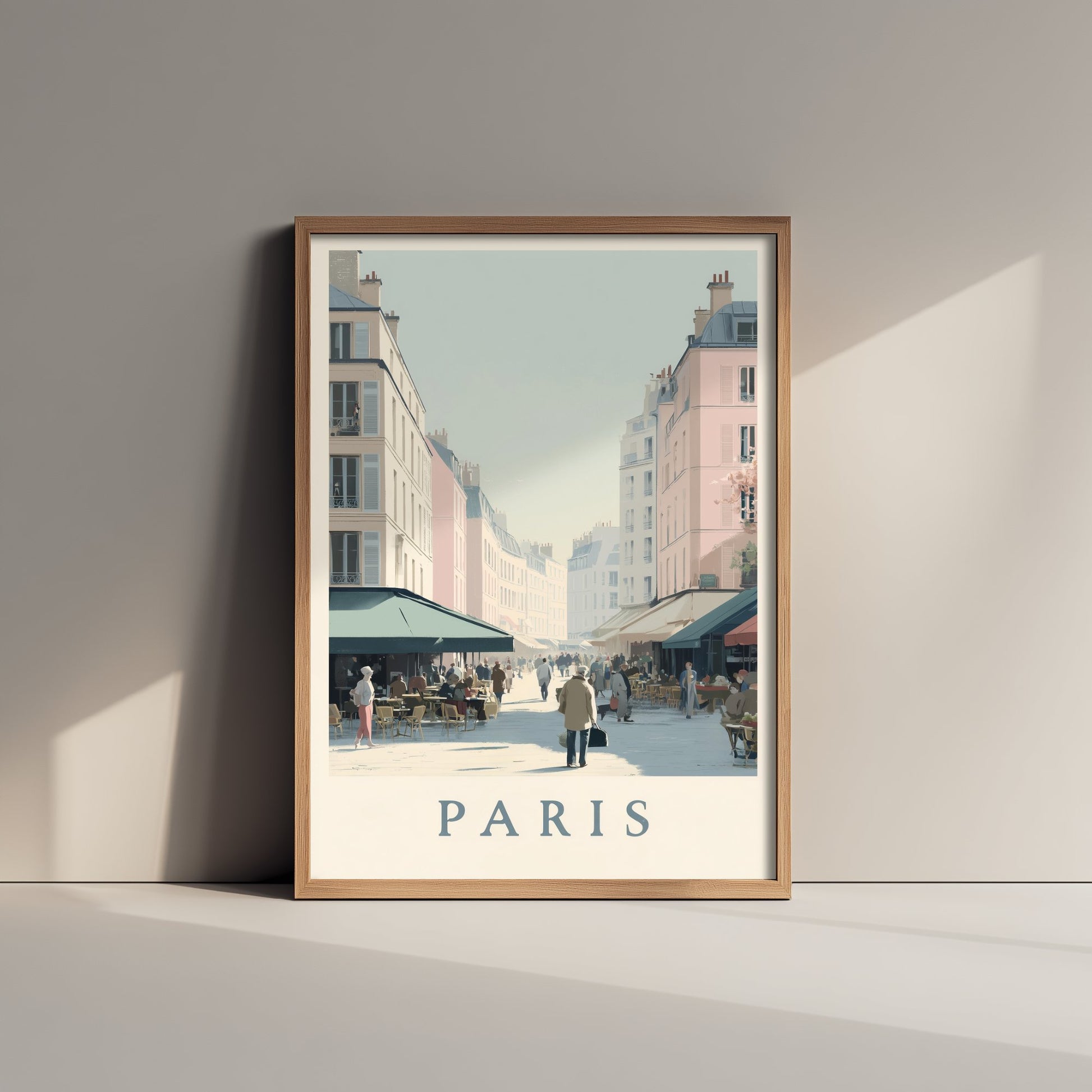 Paris France Travel Poster - Minimalist Street Art Print - Cafe Scene Illustration - Boulevard Market 3/3