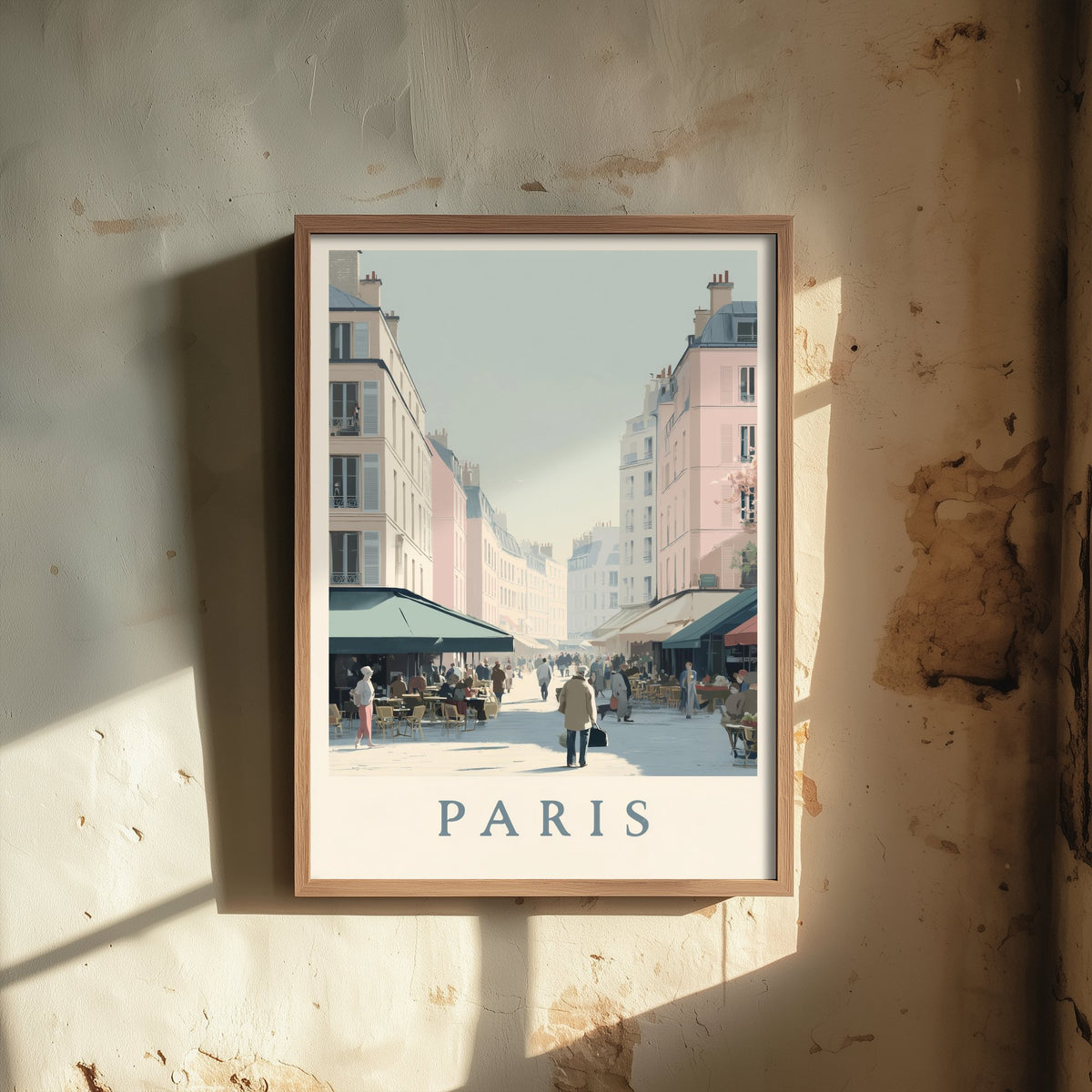 Paris France Travel Poster - Minimalist Street Art Print - Cafe Scene Illustration - Boulevard Market 3/3