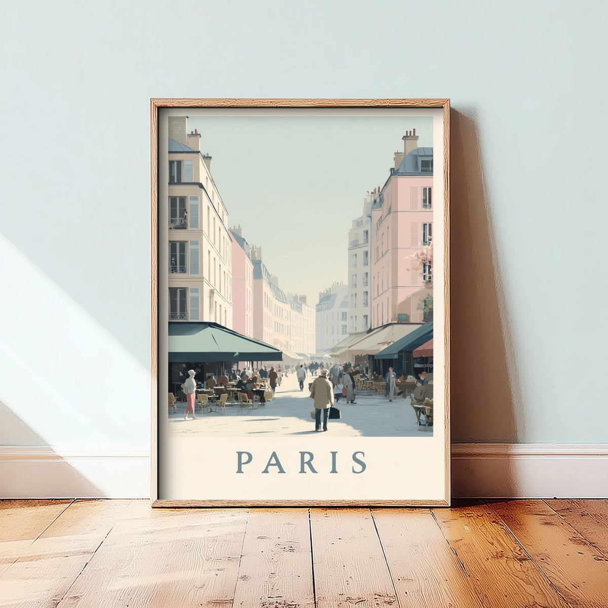 Paris France Travel Poster - Minimalist Street Art Print - Cafe Scene Illustration - Boulevard Market 3/3