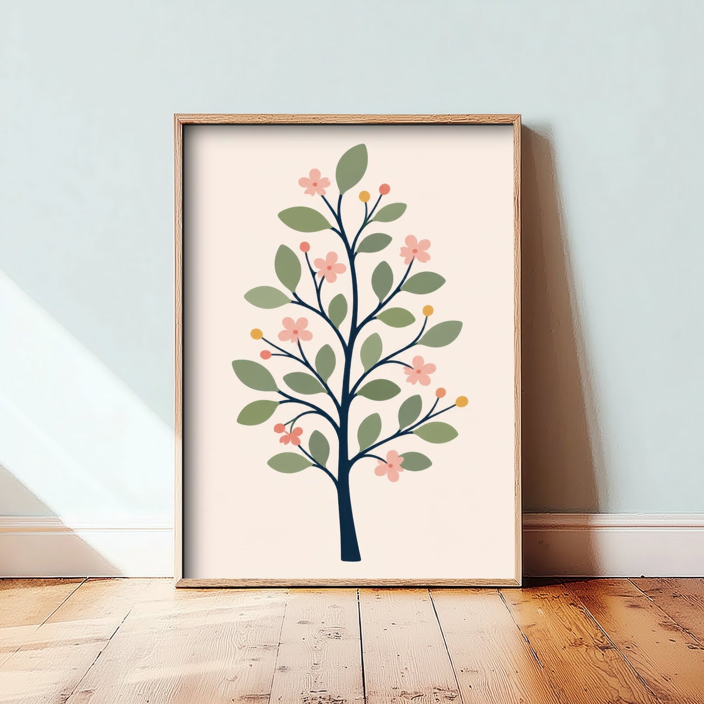 Spring Blossom Tree Art Print - Minimalist Scandi Poster - Botanical Illustration Wall Art 1/3