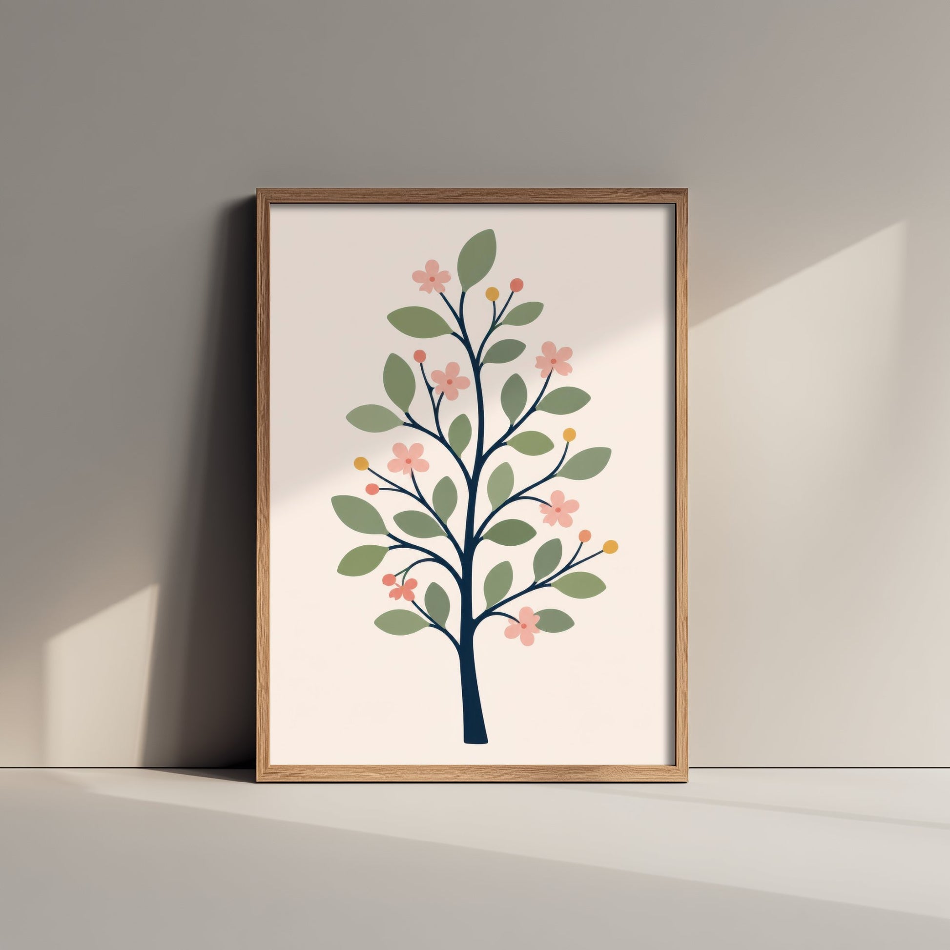 Spring Blossom Tree Art Print - Minimalist Scandi Poster - Botanical Illustration Wall Art 1/3