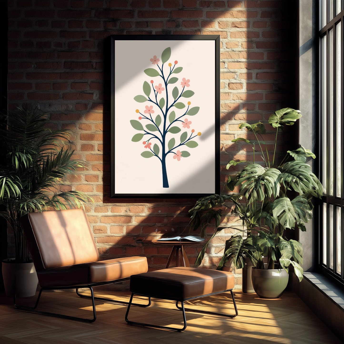 Spring Blossom Tree Art Print - Minimalist Scandi Poster - Botanical Illustration Wall Art 1/3