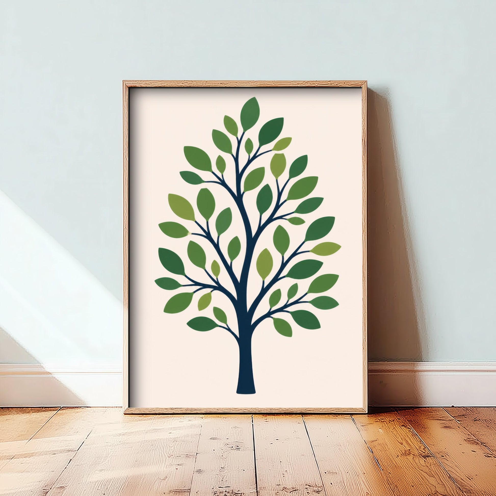 Summer Green Tree Art Print - Minimalist Scandi Poster - Botanical Illustration Wall Art 2/3
