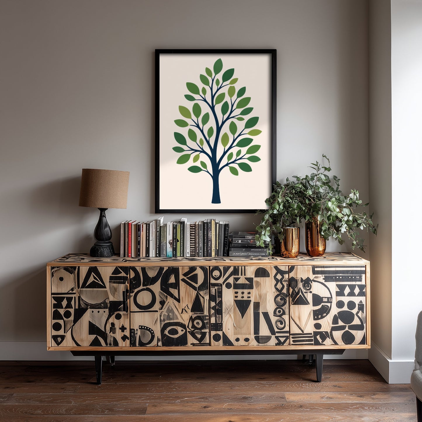 Summer Green Tree Art Print - Minimalist Scandi Poster - Botanical Illustration Wall Art 2/3