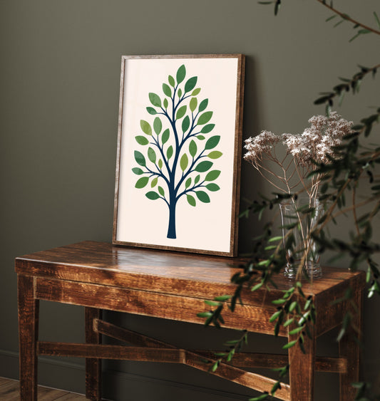 Summer Green Tree Art Print - Minimalist Scandi Poster - Botanical Illustration Wall Art 2/3